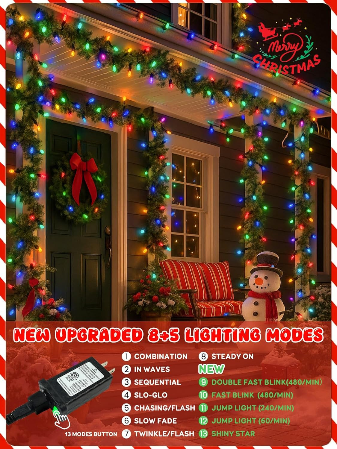 250 LED C6 Connectable Christmas String Lights Multicolor