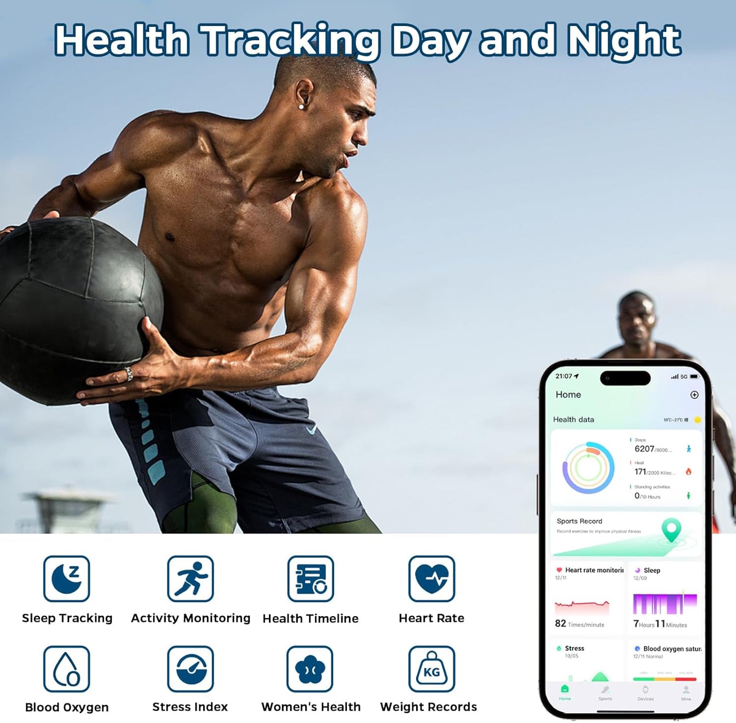 Smart Ring Health Tracker, Sleep Tracker Ring with Heart Rate