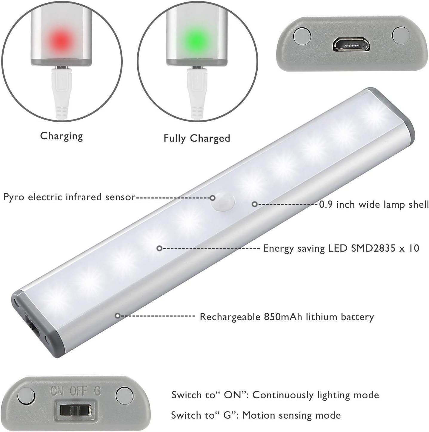 Stick on Cabinet Light,Under Counter Lighting, Motion Sensor,