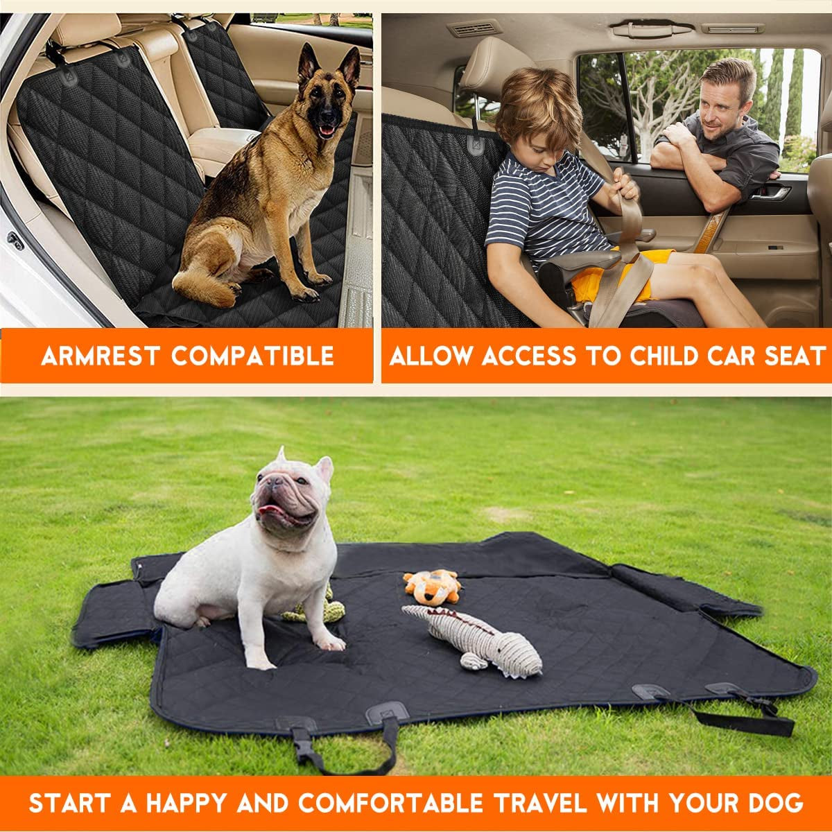 Dog Car Seat Cover, Back Seat Cover for Dogs Pet Car Seat Protector Waterproof Bench