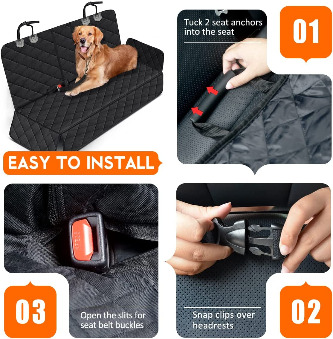 Dog Car Seat Cover, Back Seat Cover for Dogs Pet Car Seat Protector Waterproof Bench