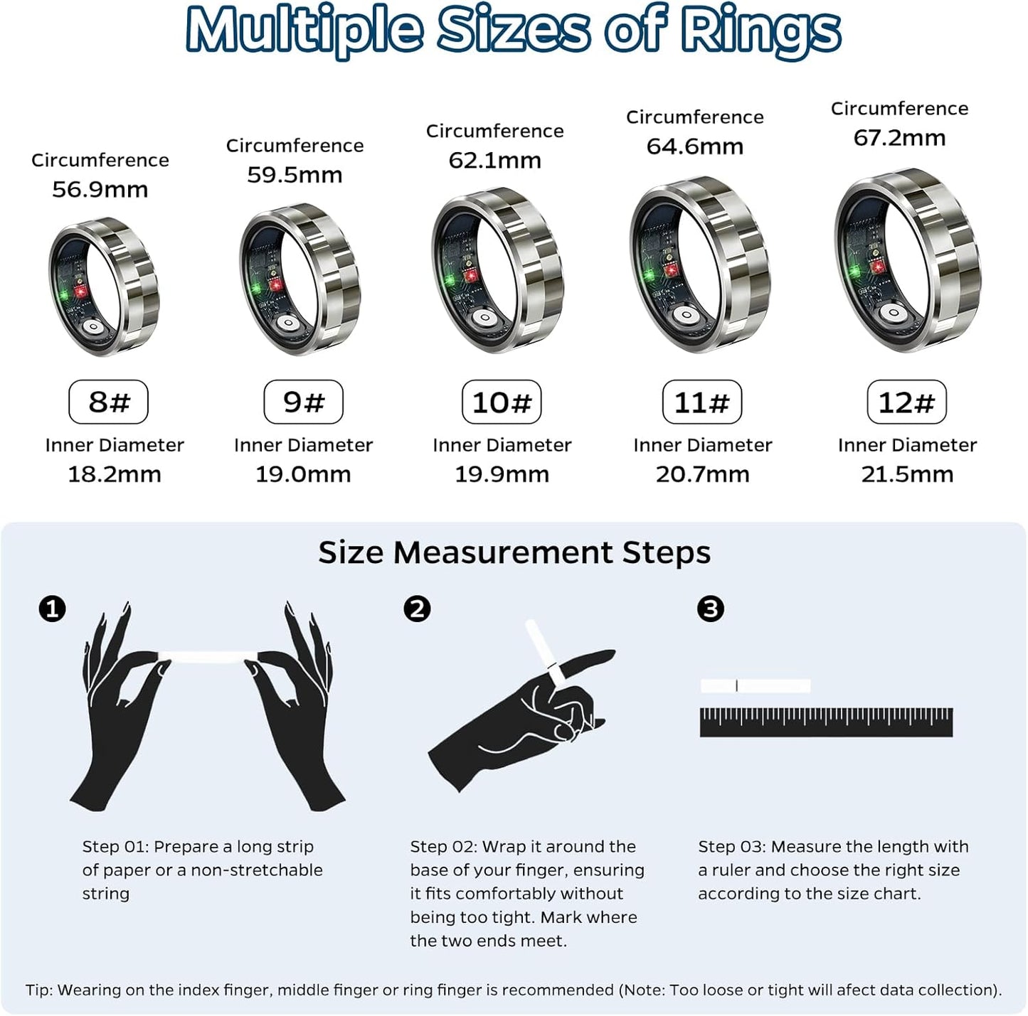 Smart Ring Health Tracker, Sleep Tracker Ring with Heart Rate