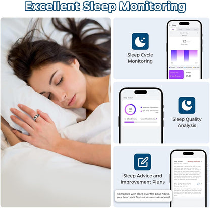 Smart Ring Health Tracker, Sleep Tracker Ring with Heart Rate