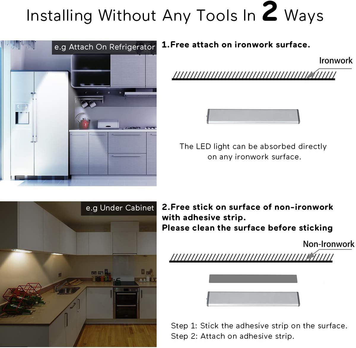 Stick on Cabinet Light,Under Counter Lighting, Motion Sensor,