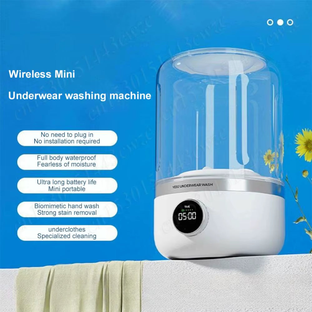1.2L Portable Mini Clothes Washer - Cordless Travel Laundry Solution for Underwear and Outdoor Cleaning