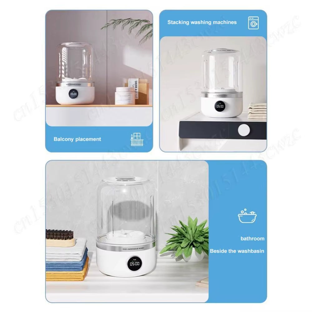 1.2L Portable Mini Clothes Washer - Cordless Travel Laundry Solution for Underwear and Outdoor Cleaning