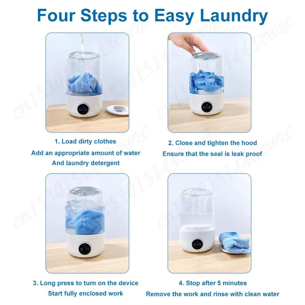 1.2L Portable Mini Clothes Washer - Cordless Travel Laundry Solution for Underwear and Outdoor Cleaning