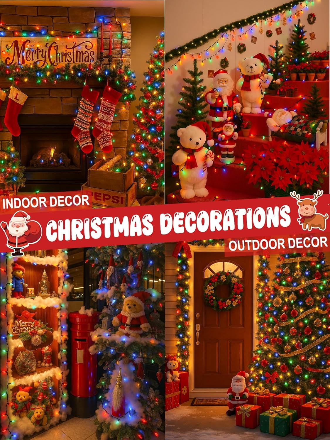  250 LED C6 Connectable Christmas String Lights Multicolor