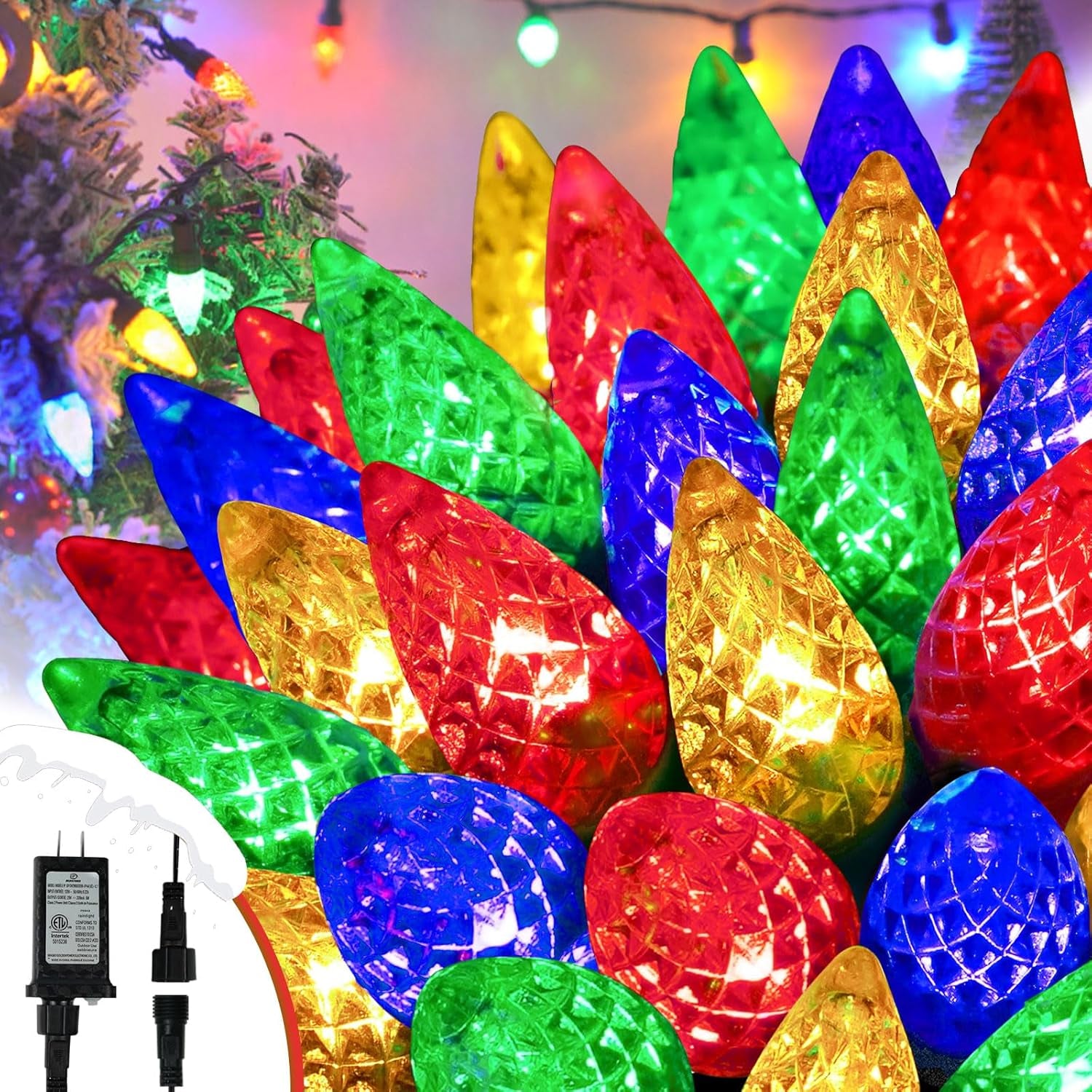  250 LED C6 Connectable Christmas String Lights Multicolor